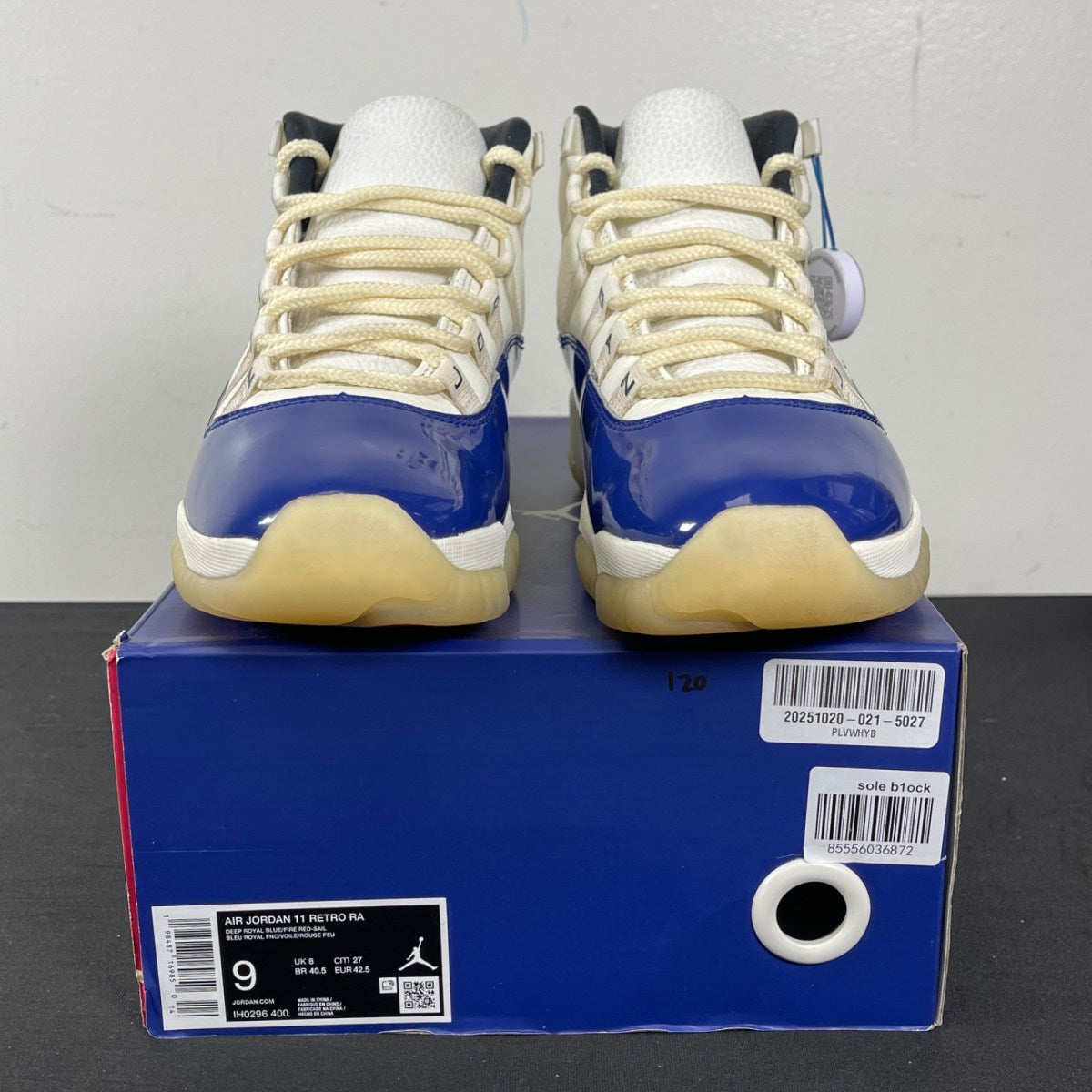 Jordan 11 Retro Rare Air 9 (Moderately Worn Pre-Owned)JordanDeep Royal Blue/Fire Red/Sail/Black/Muslin - Image 2