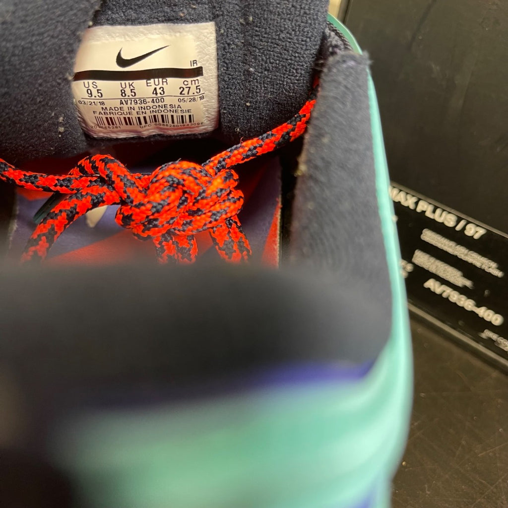 Nike Air Max Plus 97 Discover Your Air 9.5 (Moderately Worn Pre-Owned)NikeObsidian/Flash Crimson-Rush Violet - Image 6