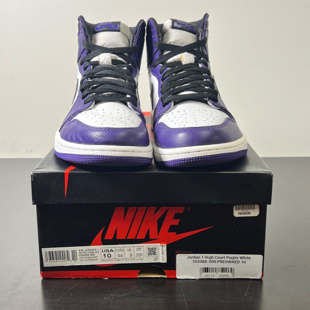 Jordan 1 Retro High Court Purple White 10 (Lightly Worn Pre-Owned)JordanCourt Purple/White-Black - Image 2