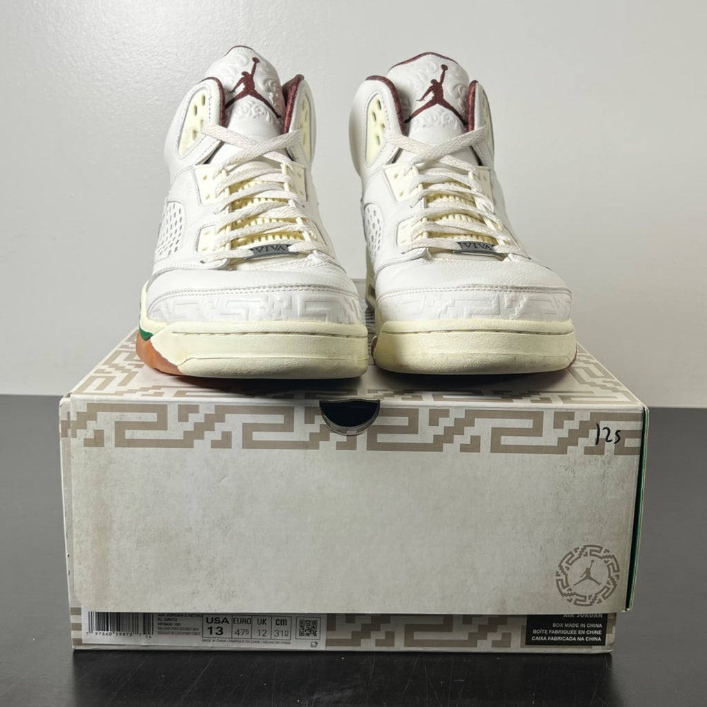 Jordan 5 Retro El Grito Sail 13 (Moderately Worn Pre-Owned)JordanSail/Coconut Milk-Pine Green-Dark Pony - Image 2