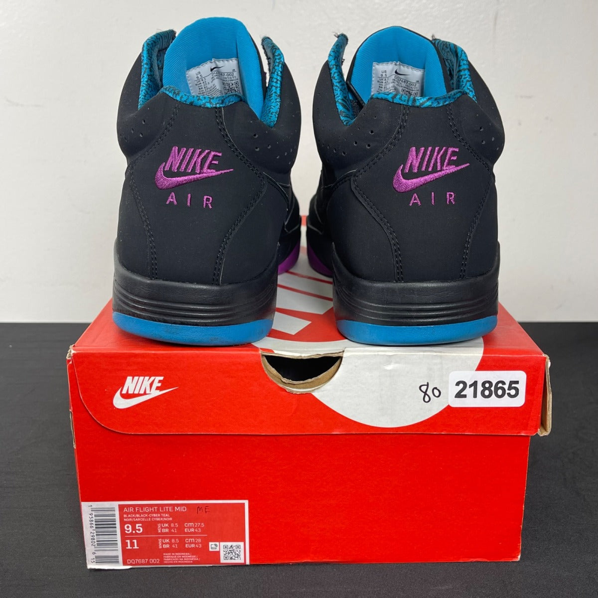 Nike Air Flight Lite II Mid Black Cyber Teal 9.5 (Moderately Worn Pre-Owned)NikeBlack/Cyber Teal/Red Plum/Black - Image 4