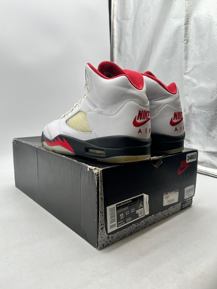 Jordan 5 Retro Fire Red Silver Tongue (2020) 11 (Moderately Worn Pre-Owned)JordanWhite/Black-Metallic Silver-Fire Red - Image 6