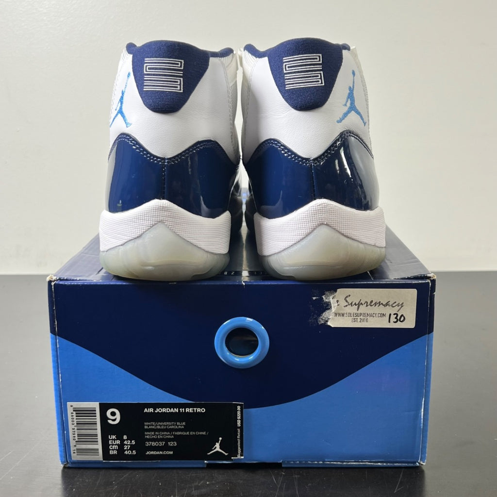 Jordan 11 Retro UNC Win Like 82 9 (Lightly Worn Pre-Owned)JordanWhite/University Blue-Midnight Navy - Image 4