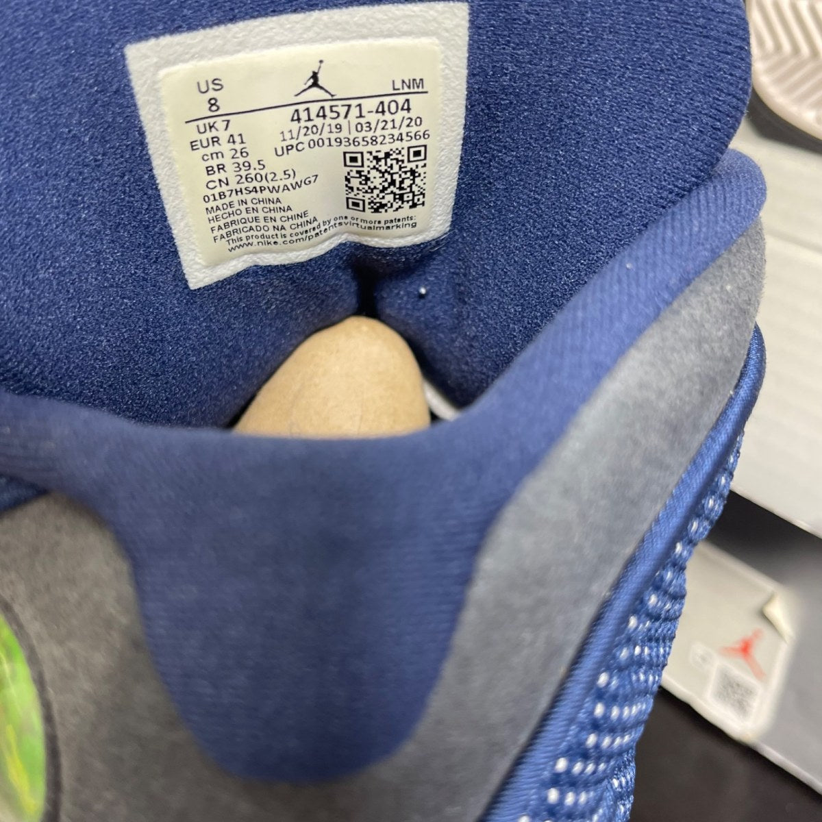 Jordan 13 Retro Flint (2020) 8 (Moderately Worn Pre-Owned)JordanNavy/Flint Grey-White-University Blue - Image 6