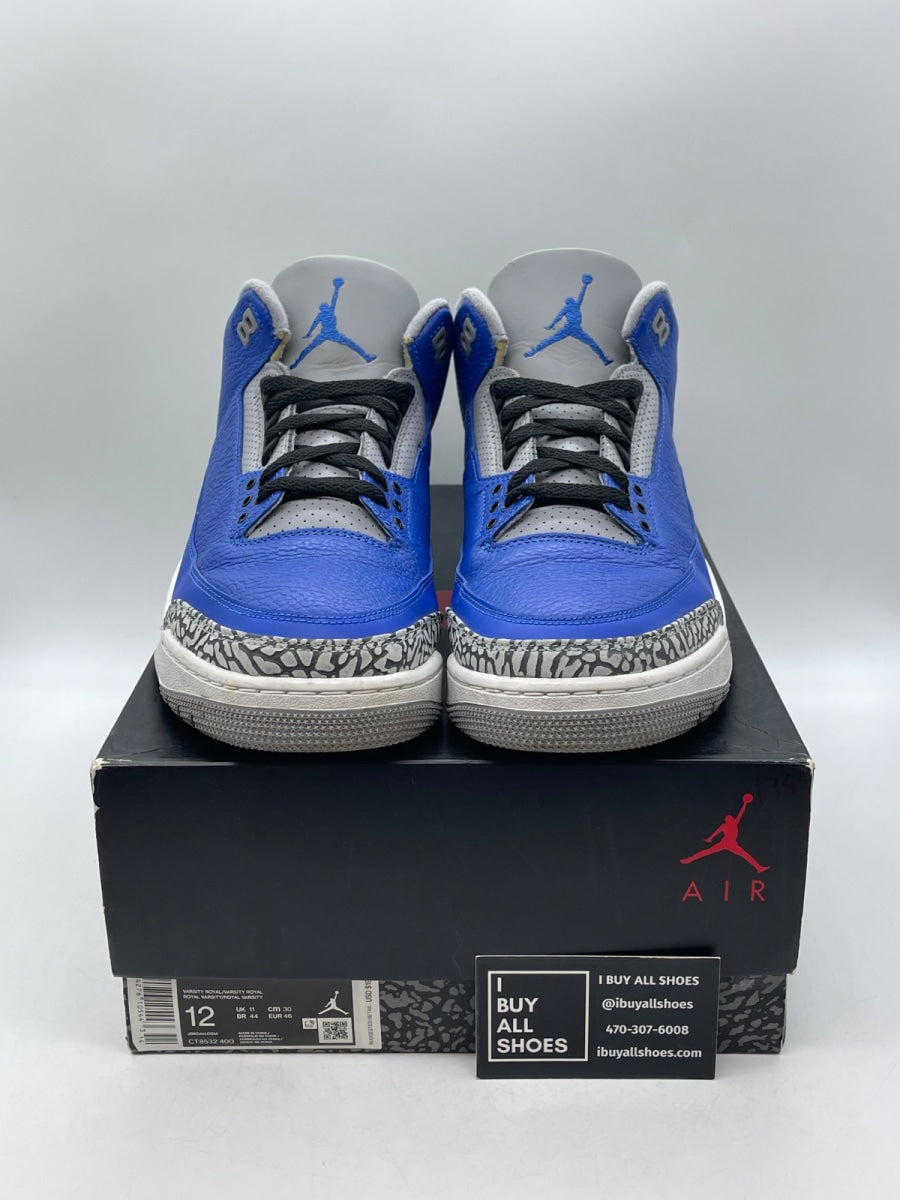 Jordan 3 Retro Varsity Royal Cement 12 (Moderately Worn Pre-Owned) - Image 2