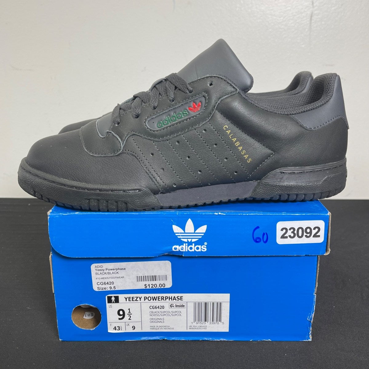 adidas Yeezy Powerphase Calabasas Core Black 9.5 (Moderately Worn Pre-Owned)adidas - Image 3