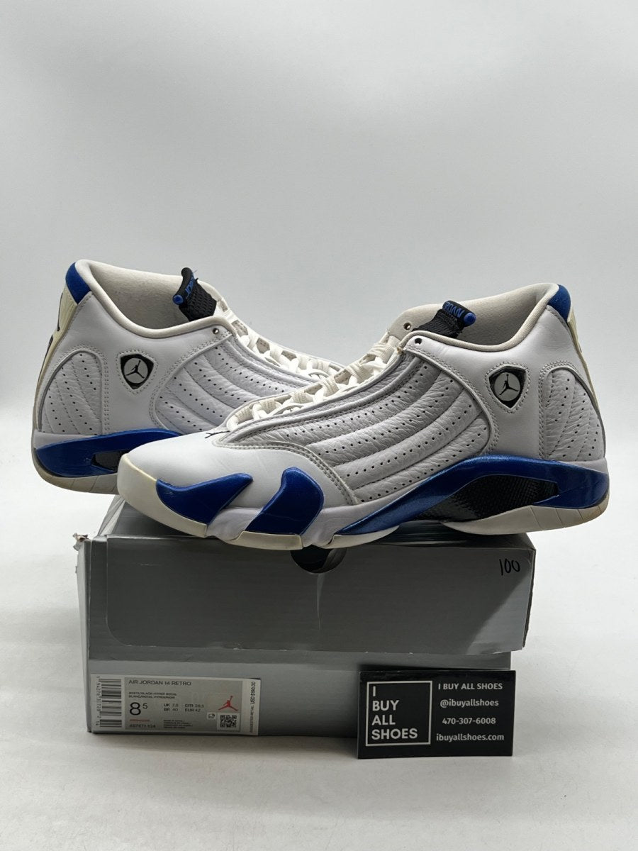 Jordan 14 Retro White Hyper Royal 8.5 (Moderately Worn Pre-Owned)