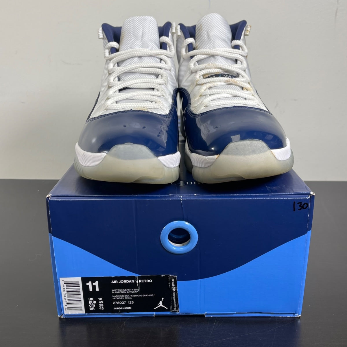 Jordan 11 Retro UNC Win Like 82 11 (Moderately Worn Pre-Owned)JordanWhite/University Blue-Midnight Navy - Image 2