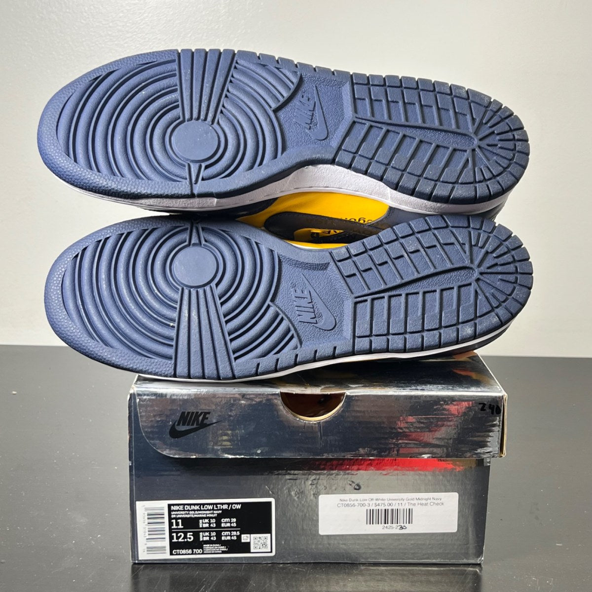 Nike Dunk Low Off-White University Gold 11 (Lightly Worn Pre-Owned)NikeUniversity Gold/Midnight Navy-White - Image 6