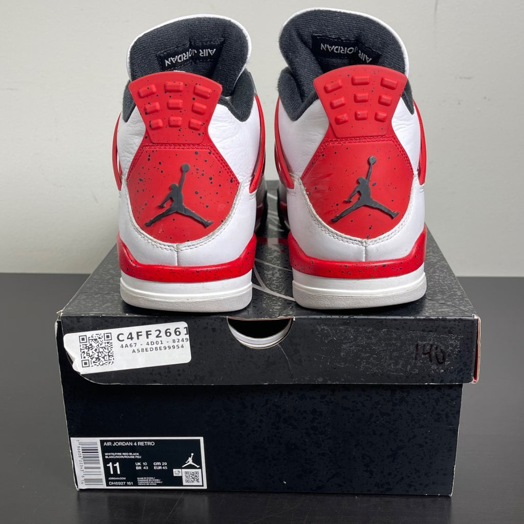 Jordan 4 Retro Red Cement 11 (Moderately Worn Pre-Owned)JordanWhite/Fire Red/Black/Neutral Grey - Image 4