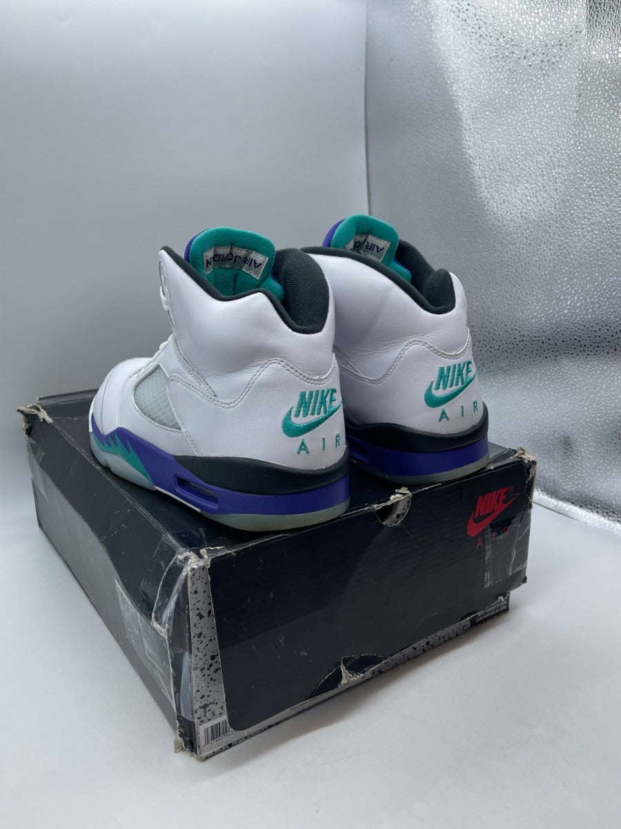 Jordan 5 Retro Grape (2025) 10.5 (Moderately Worn Pre-Owned)JordanWhite/Grape Ice-New Emerald - Image 4
