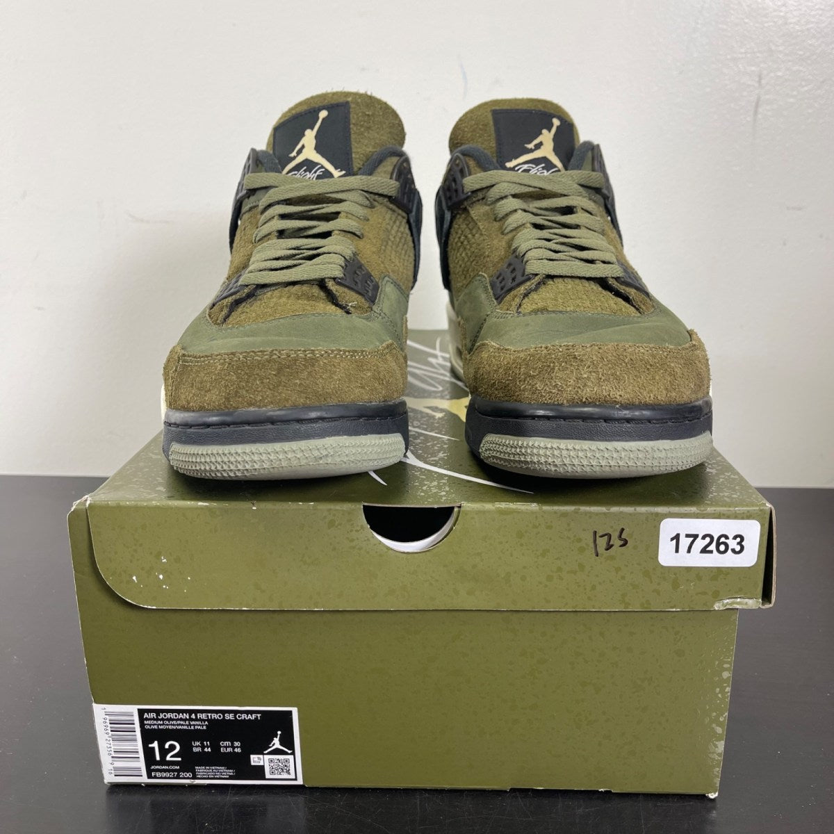 Jordan 4 Retro SE Craft Medium Olive 12 (Moderately Worn Pre-Owned)JordanMedium Olive/Pale Vanilla/Khaki/Black/Sail - Image 2