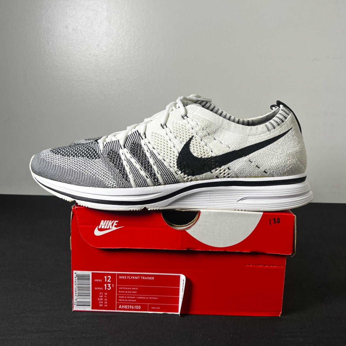 Nike Flyknit Trainer White Black 12 (Lightly Worn Pre-Owned)NikeWhite/Black-White - Image 3