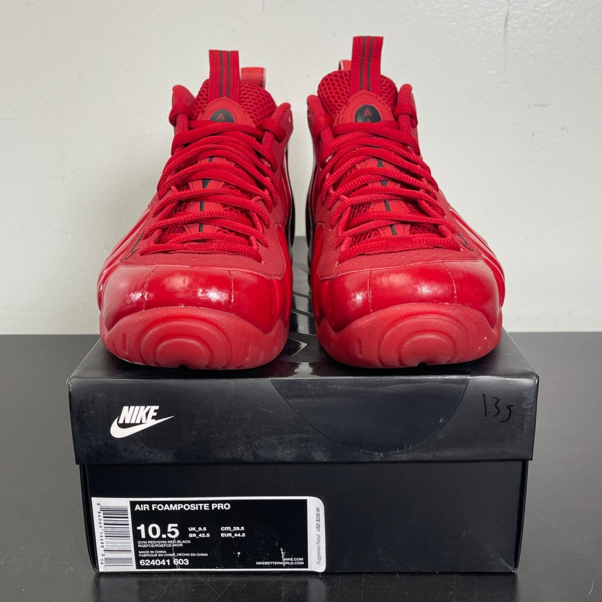 Nike Air Foamposite Pro Red October 10.5 (Moderately Worn Pre-Owned)NikeGym Red/Gym Red-Black - Image 2