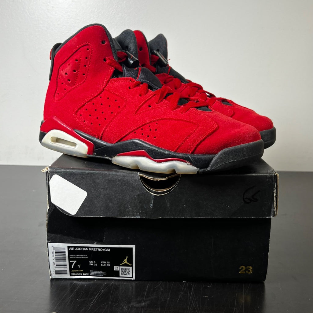 Jordan 6 Retro Toro Bravo (GS) 7Y (Heavily Worn Pre-Owned)JordanVarsity Red/Black - Image 1