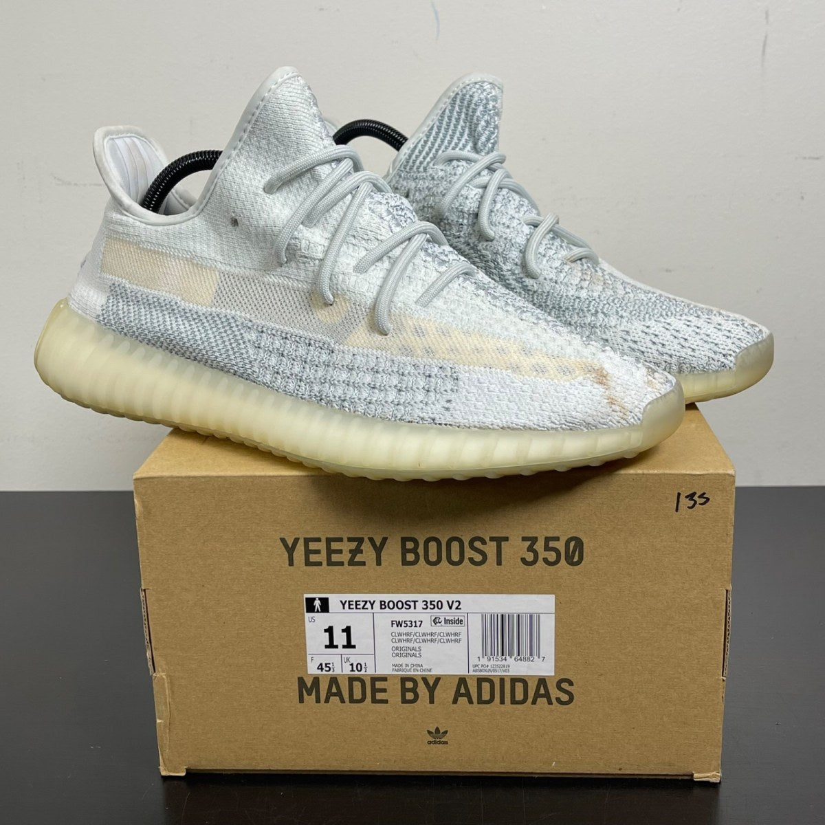 adidas Yeezy Boost 350 V2 Cloud White (Reflective) 11 (Moderately Worn Pre-Owned)adidasCloud White/Cloud White/Cloud White - Image 1