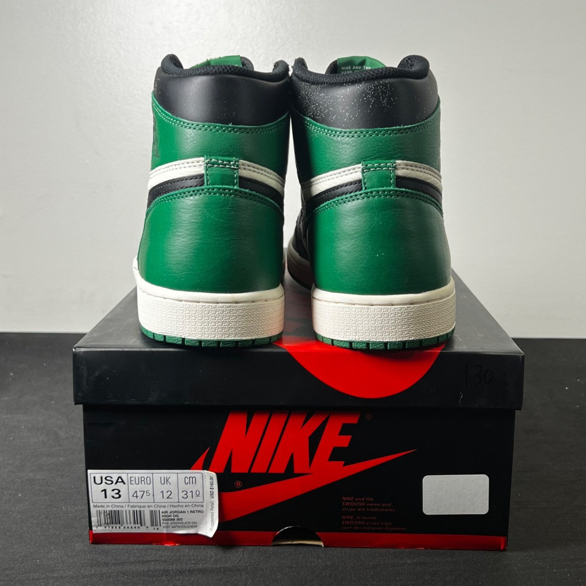 Jordan 1 Retro High Pine Green 13 (Lightly Worn Pre-Owned)JordanPine Green/Sail-Black - Image 5