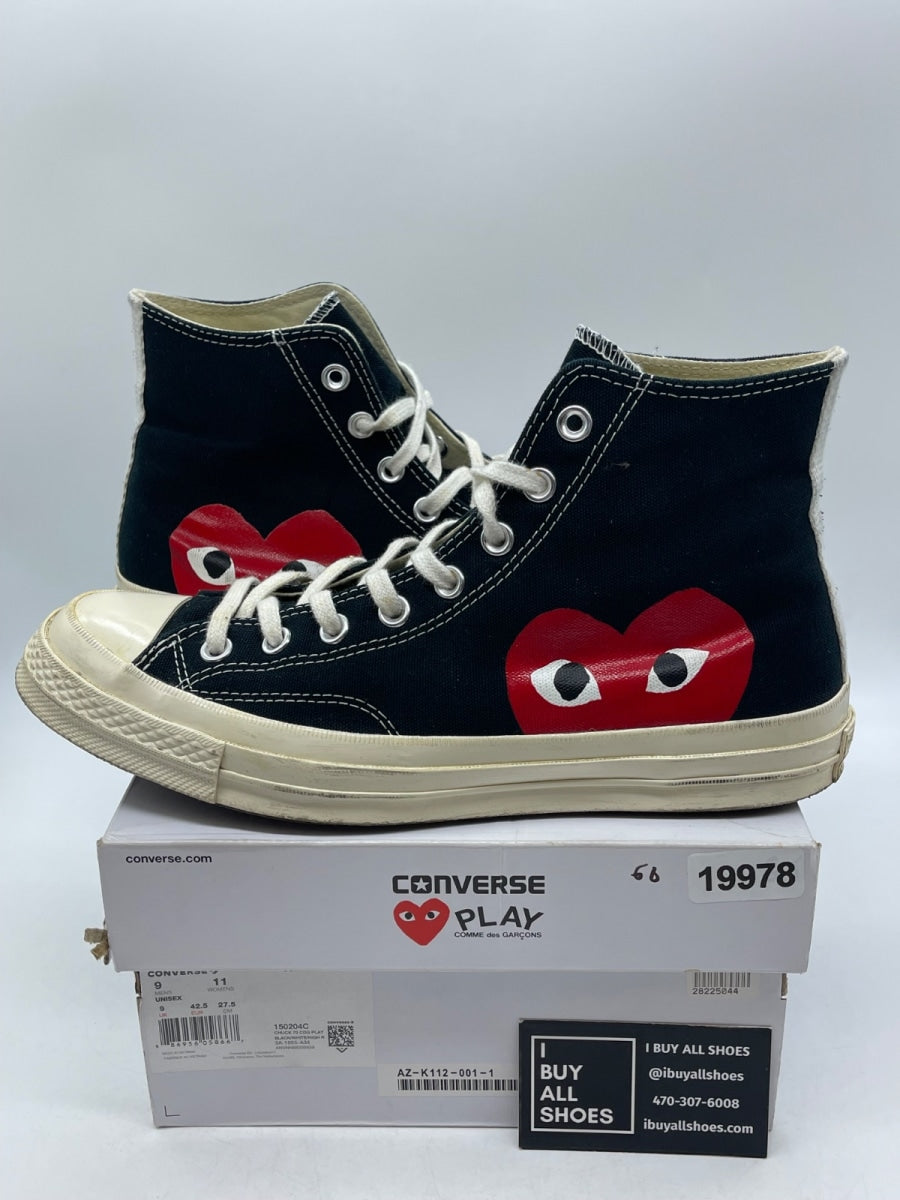 Converse Chuck Taylor All Star 70 Hi Comme des Garcons PLAY Black 9 (Moderately Worn Pre-Owned) - Image 1