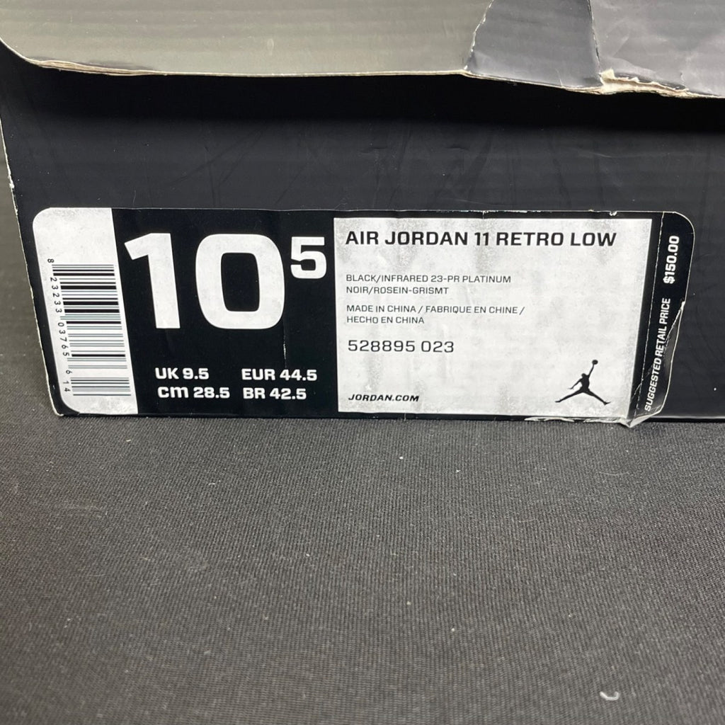 Jordan 11 Retro Low Infrared 10.5 (Moderately Worn Pre-Owned)JordanBlack/Infrared 23-Pure Platinum - Image 7