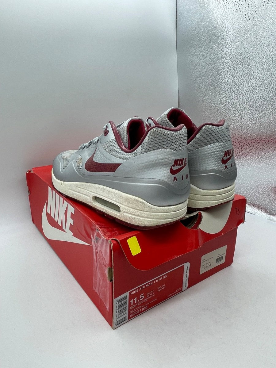Nike Air Max 1 Hyperfuse Night Track 11.5 (Moderately Worn Pre-Owned)NikeMetallic Silver/Deep Red-Sail - Image 4