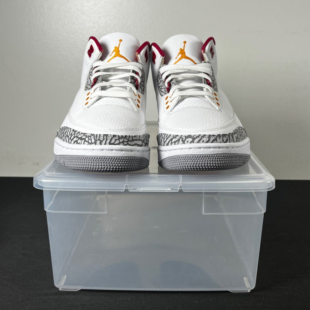 Jordan 3 Retro Cardinal Red 10.5 (New Pre-Owned)JordanWhite/Light Curry-Cardinal Red-Cement Grey - Image 2