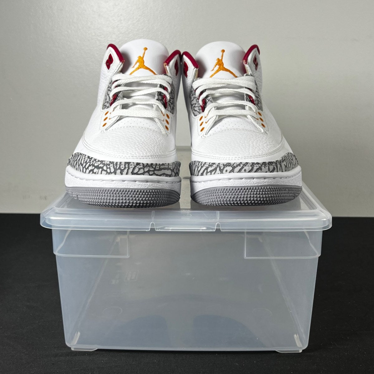 Jordan 3 Retro Cardinal Red 10.5 (New Pre-Owned)JordanWhite/Light Curry-Cardinal Red-Cement Grey - Image 2