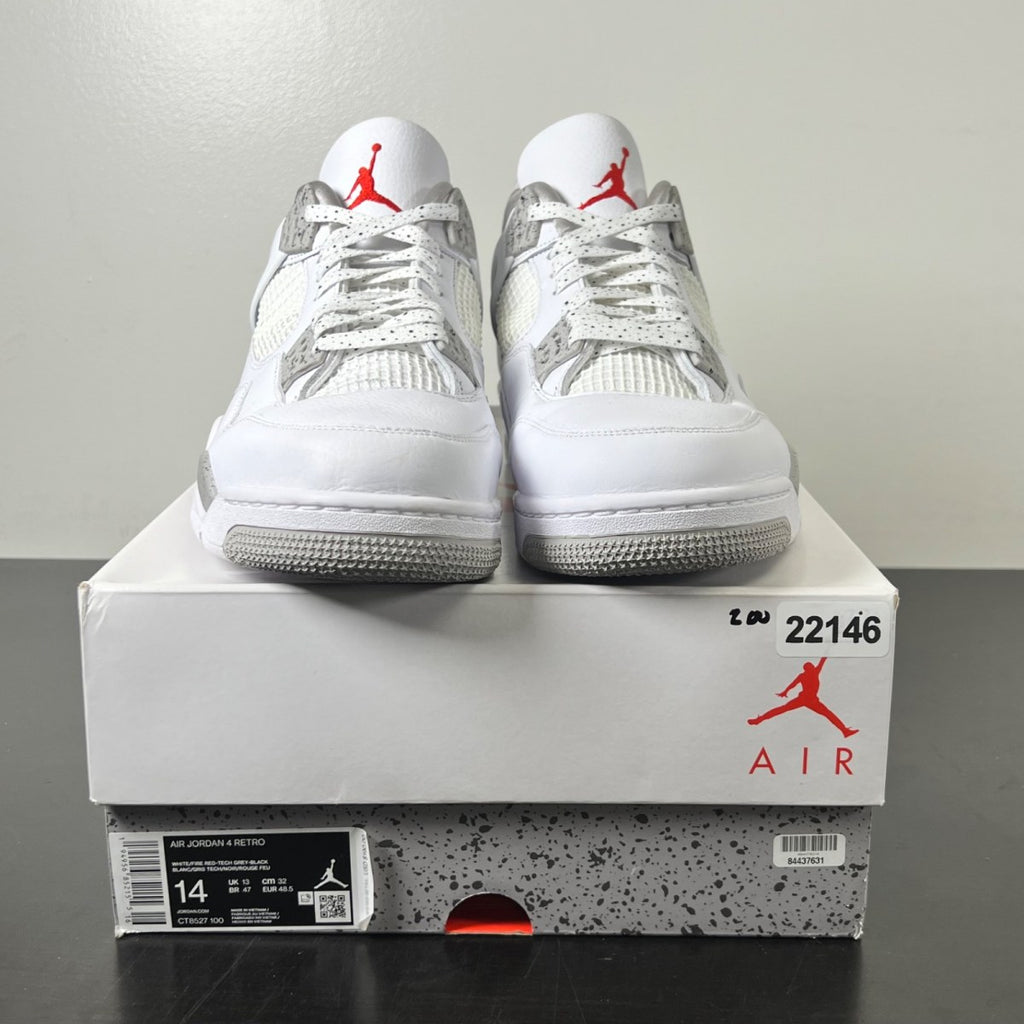 Jordan 4 Retro White Oreo (2021) 14 (Lightly Worn Pre-Owned)JordanWhite/Tech Grey-Black-Fire Red - Image 2