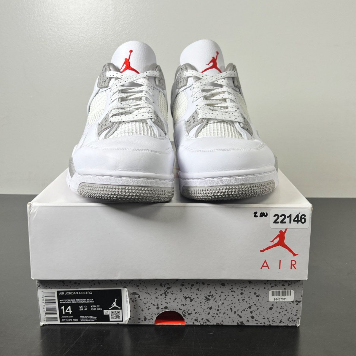 Jordan 4 Retro White Oreo (2021) 14 (Lightly Worn Pre-Owned)JordanWhite/Tech Grey-Black-Fire Red - Image 2