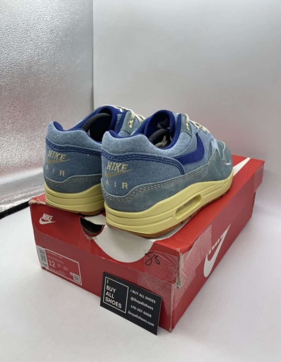 Nike Air Max 1 PRM Dirty Denim 12 (Lightly Worn Pre-Owned)NikeMineral Slate/Deep Royal Blue-Lemon Wash - Image 5