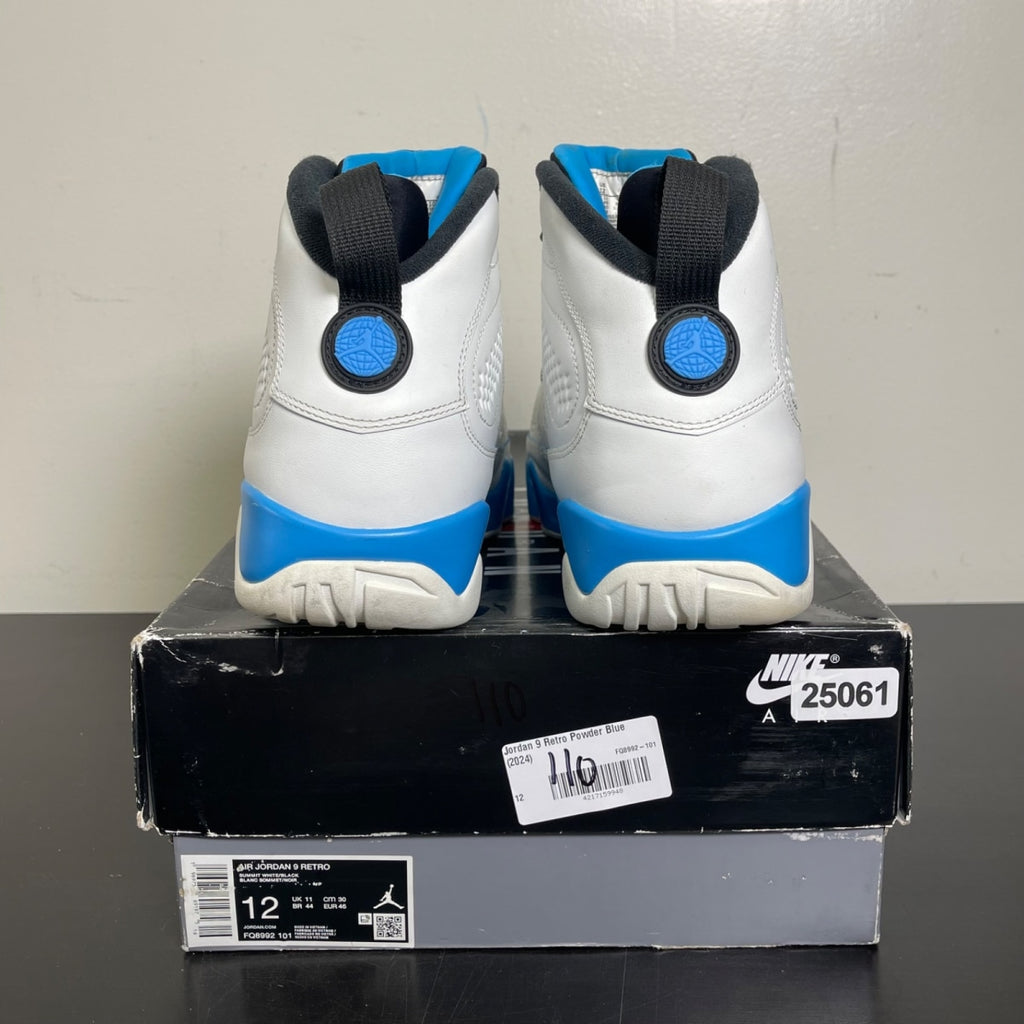 Jordan 9 Retro Powder Blue (2024) 12 (Moderately Worn Pre-Owned)JordanSummit White/Black/Dark Powder Blue - Image 4