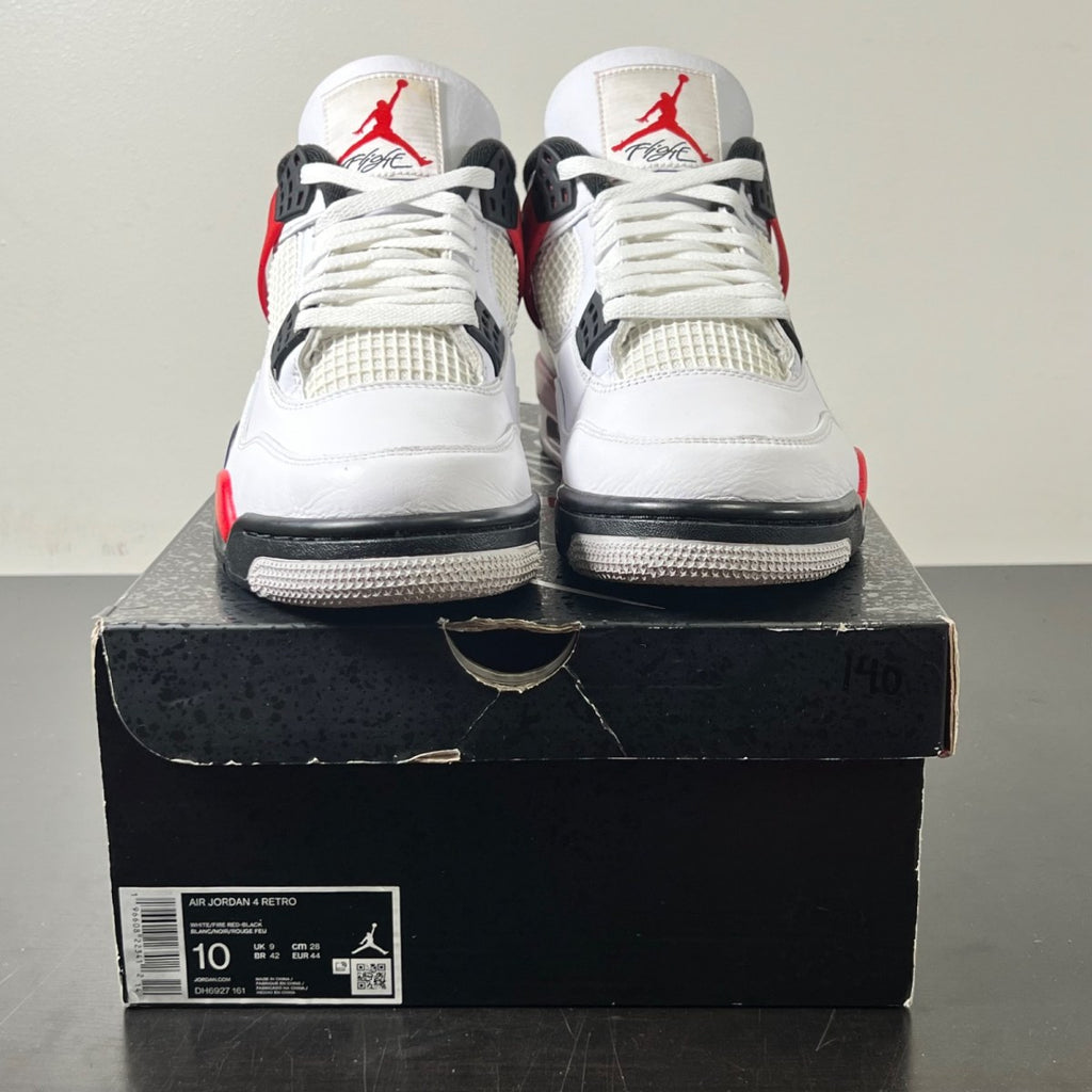Jordan 4 Retro Red Cement 10 (Lightly Worn Pre-Owned)JordanWhite/Fire Red/Black/Neutral Grey - Image 2