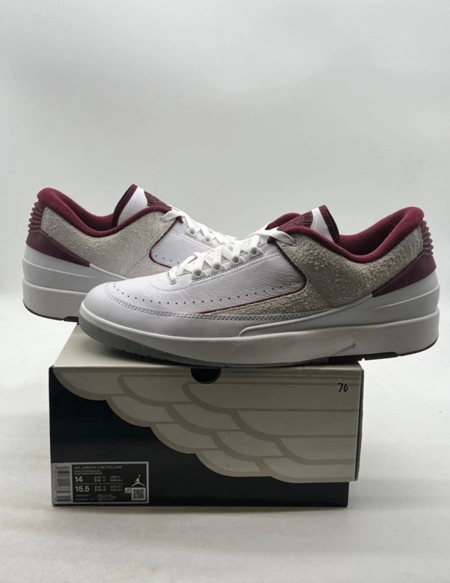 Jordan 2 Retro Low Cherrywood 14 (Lightly Worn Pre-Owned)JordanWhite/Cherrywood Red-Light Steel Grey - Image 1