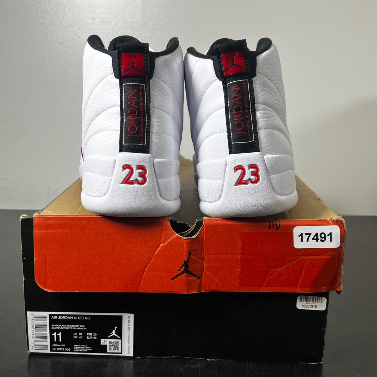 Jordan 12 Retro Twist 11 (Lightly Worn Pre-Owned)JordanWhite/Black-University Red - Image 5