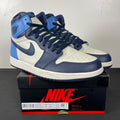 Jordan 1 Retro High Obsidian 12 (Moderately Worn Pre-Owned)JordanSail/Obsidian-University Blue - Image 1