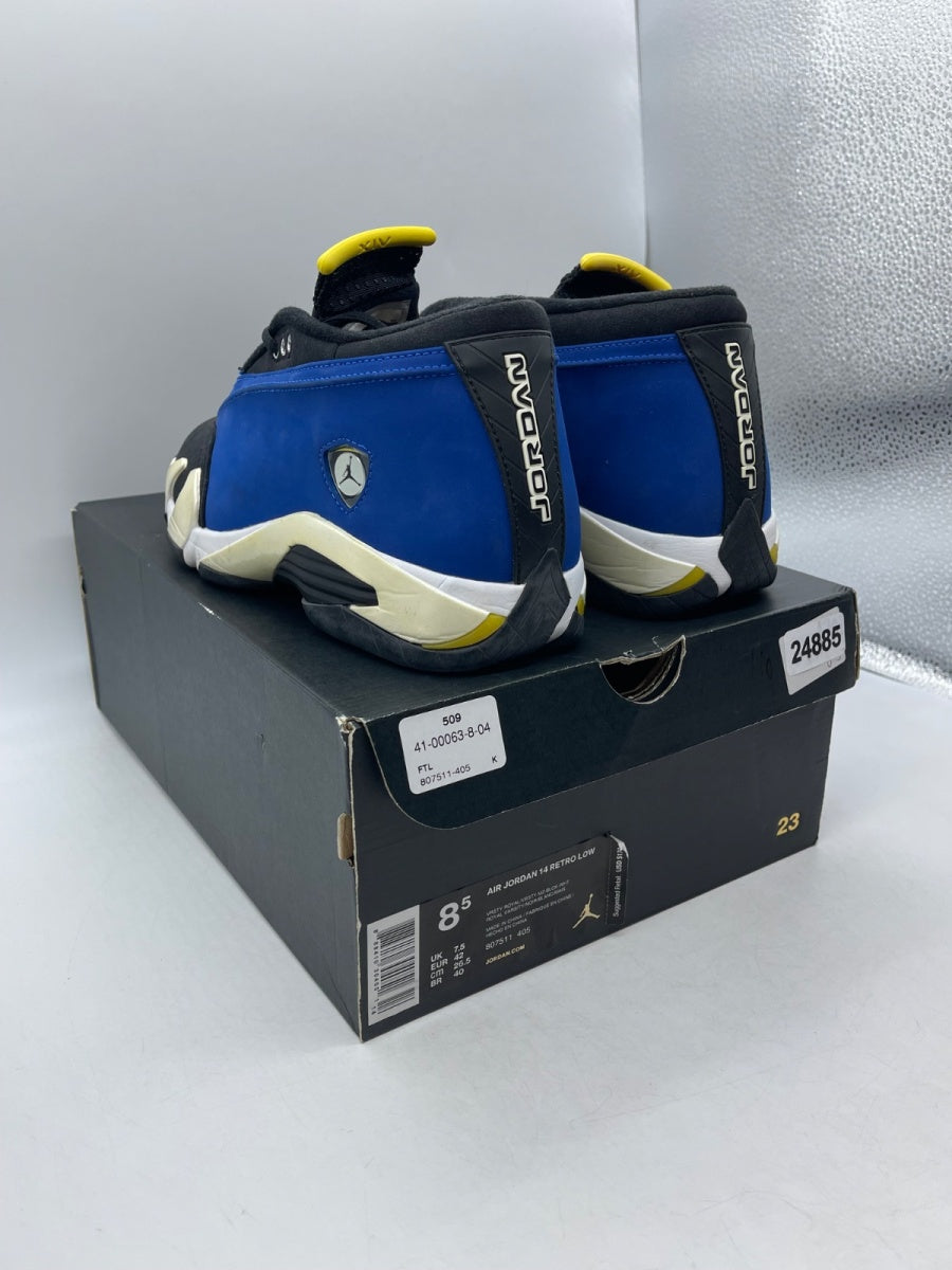 Jordan 14 Retro Low Laney (2015) 8.5 (Moderately Worn Pre-Owned)JordanVarsity Royal/Varsity Maize-Black-White - Image 4