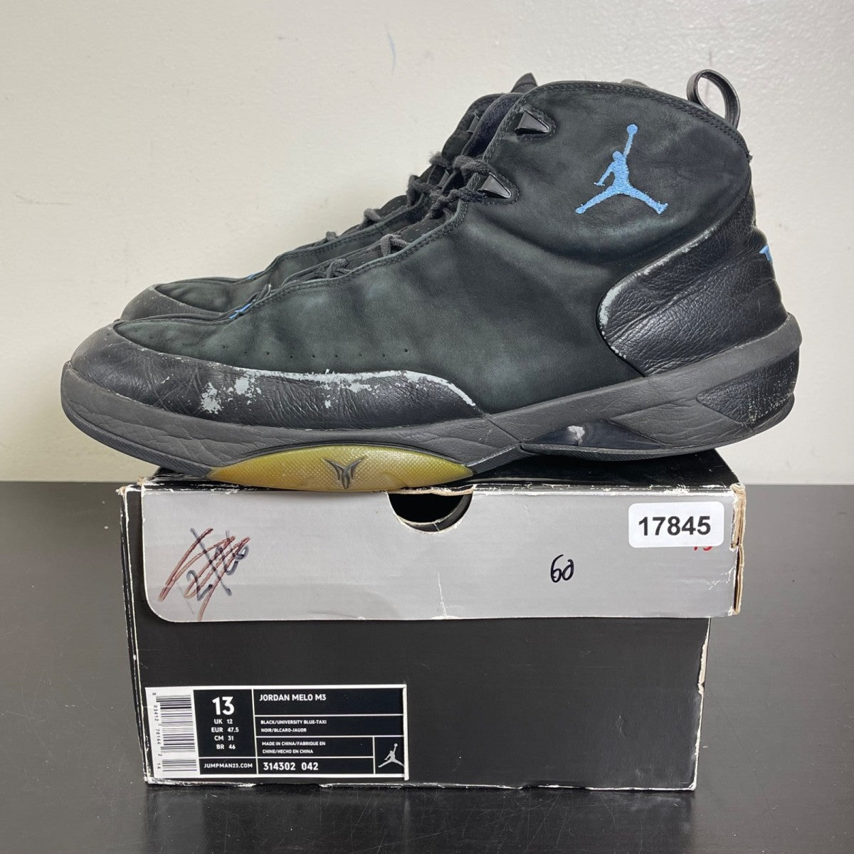 Jordan Melo M3 Black University Blue 13 (Moderately Worn Pre-Owned)JordanBlack/University Blue/Taxi - Image 3