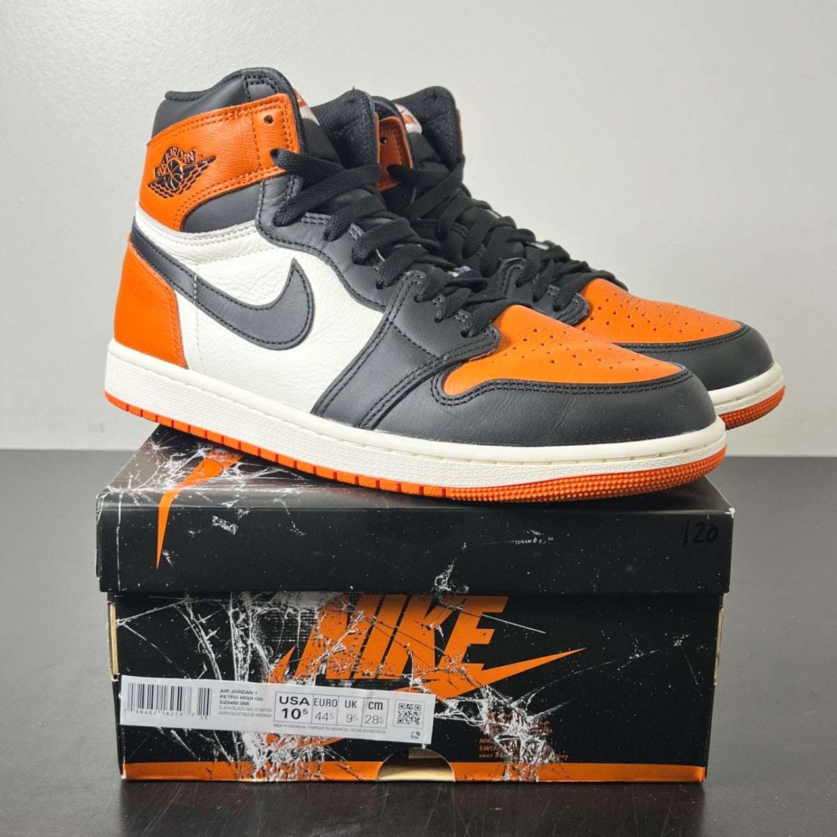 Jordan 1 Retro High OG Shattered Backboard (2025) 10.5 (Lightly Worn Pre-Owned)JordanBlack/Black-Sail-Starfish - Image 1