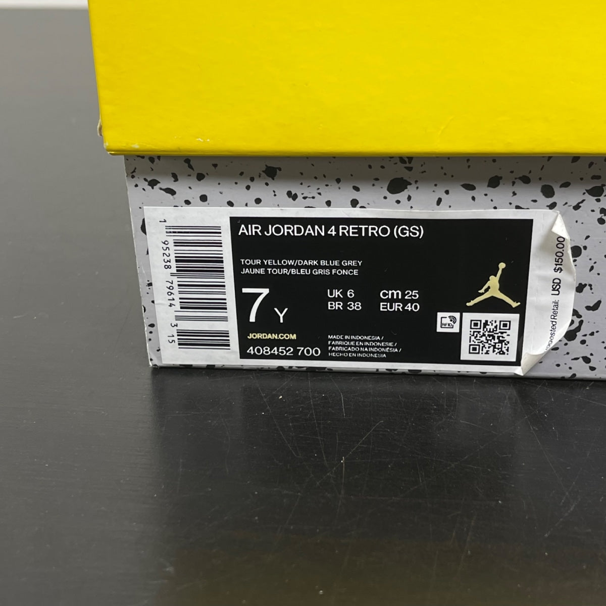 Jordan 4 Retro Lightning (2021) (GS) 7Y (Moderately Worn Pre-Owned)JordanTour Yellow/White-Dark Blue Grey - Image 7