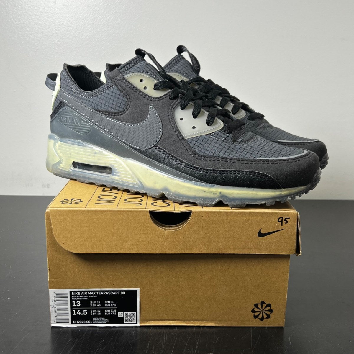 Nike Air Max 90 Terrascape Black Lime Ice 13 (Lightly Worn Pre-Owned)NikeBlack/Lime Ice/Anthracite/Dark Grey - Image 1