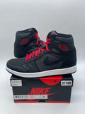 Jordan 1 Retro High Black Satin Gym Red 8 (Moderately Worn Pre-Owned)JordanBlack/Gym Red-Black-White - Image 1