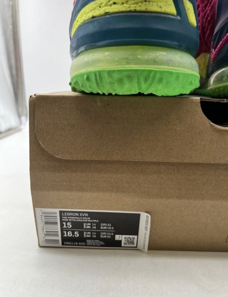 Nike LeBron 18 Los Angeles By Night 15 (Moderately Worn Pre-Owned)NikePink Prime/Multi-Color-Blue Void - Image 4