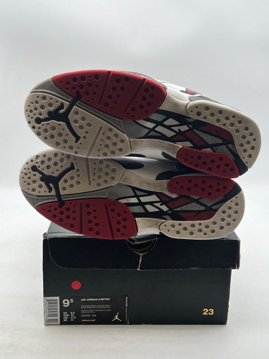 Jordan 8 Retro Alternate 9.5 (Moderately Worn Pre-Owned)JordanWhite/Gym Red-Black-Wolf Grey - Image 7