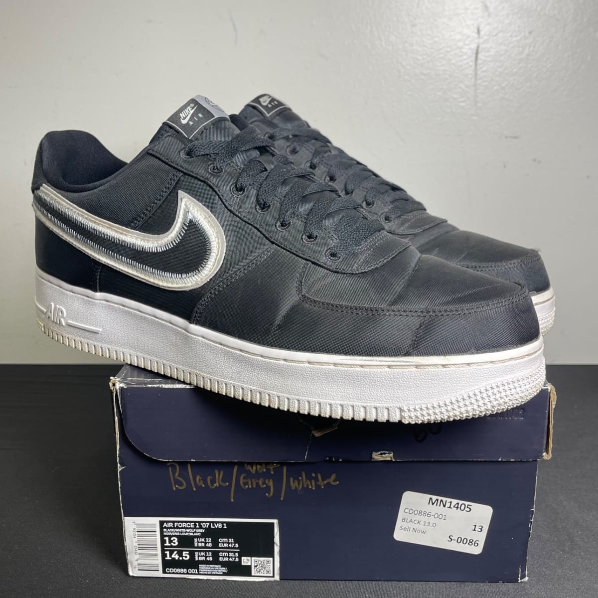 Nike Air Force 1 Low Reverse Stitch Black (Size 13) - aux