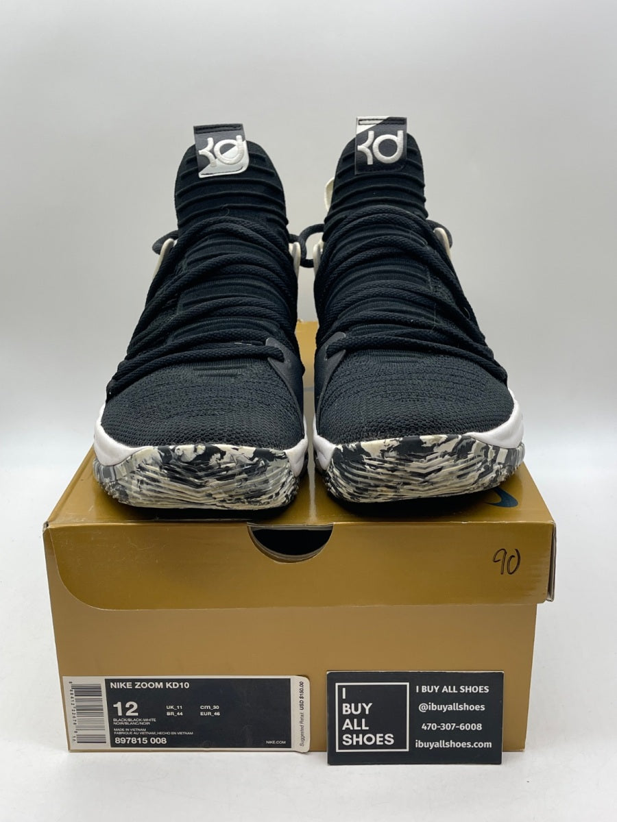 Nike KD 10 Black White 12 (Moderately Worn Pre-Owned) - Image 2