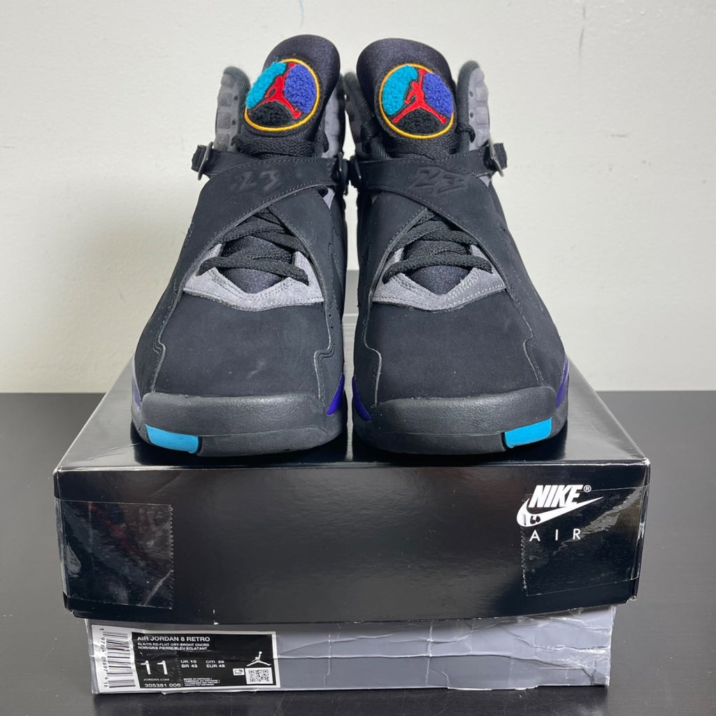 Jordan 8 Retro Aqua (2025) 11 (Moderately Worn Pre-Owned)JordanBlack/True Red-Iron Grey-Bright Concord-Aquatone - Image 2