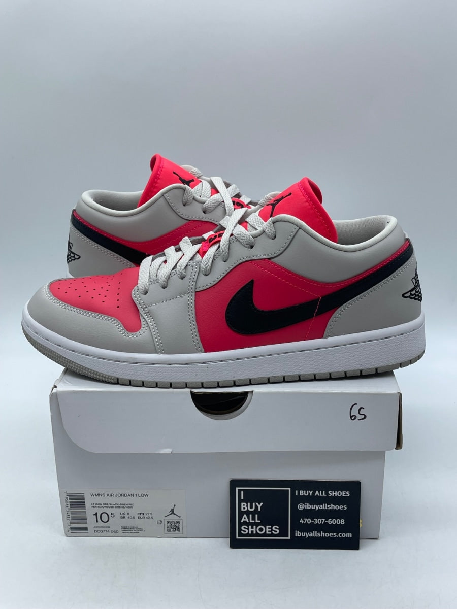 Jordan 1 Retro Low Light Iron Ore Siren Red (Women's) 10.5W (Moderately Worn Pre-Owned) - Image 1