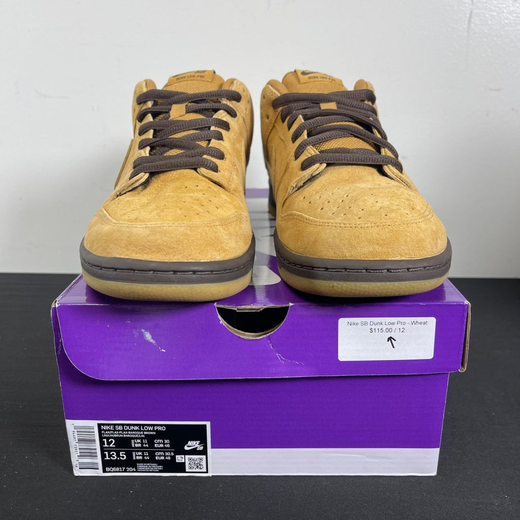 Nike SB Dunk Low Wheat 12 (Moderately Worn Pre-Owned)NikeWheat/Wheat-Baroque Brown-Gum - Image 2
