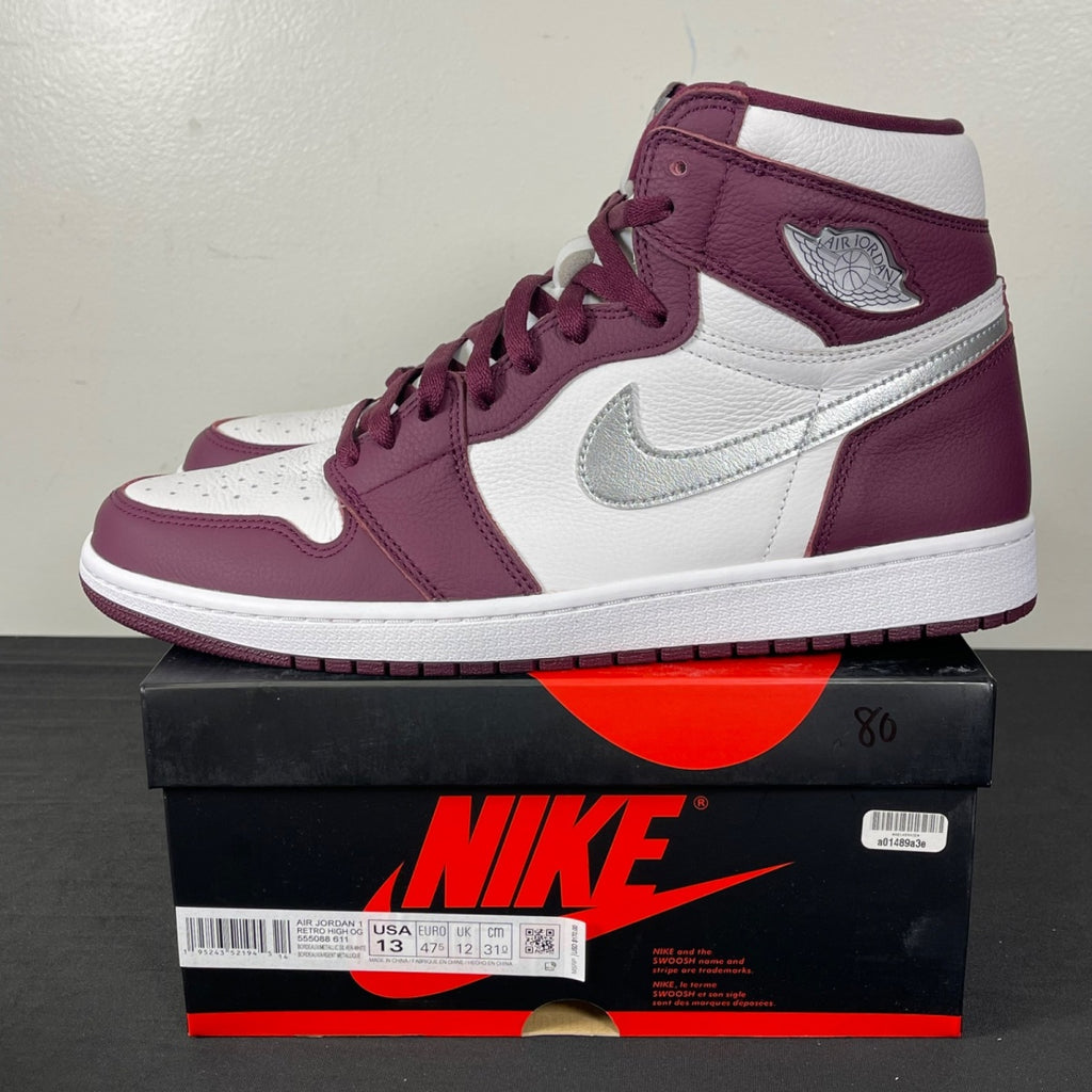 Jordan 1 Retro High OG Bordeaux 13 (Moderately Worn Pre-Owned)JordanBordeaux/White-Metallic Silver - Image 3