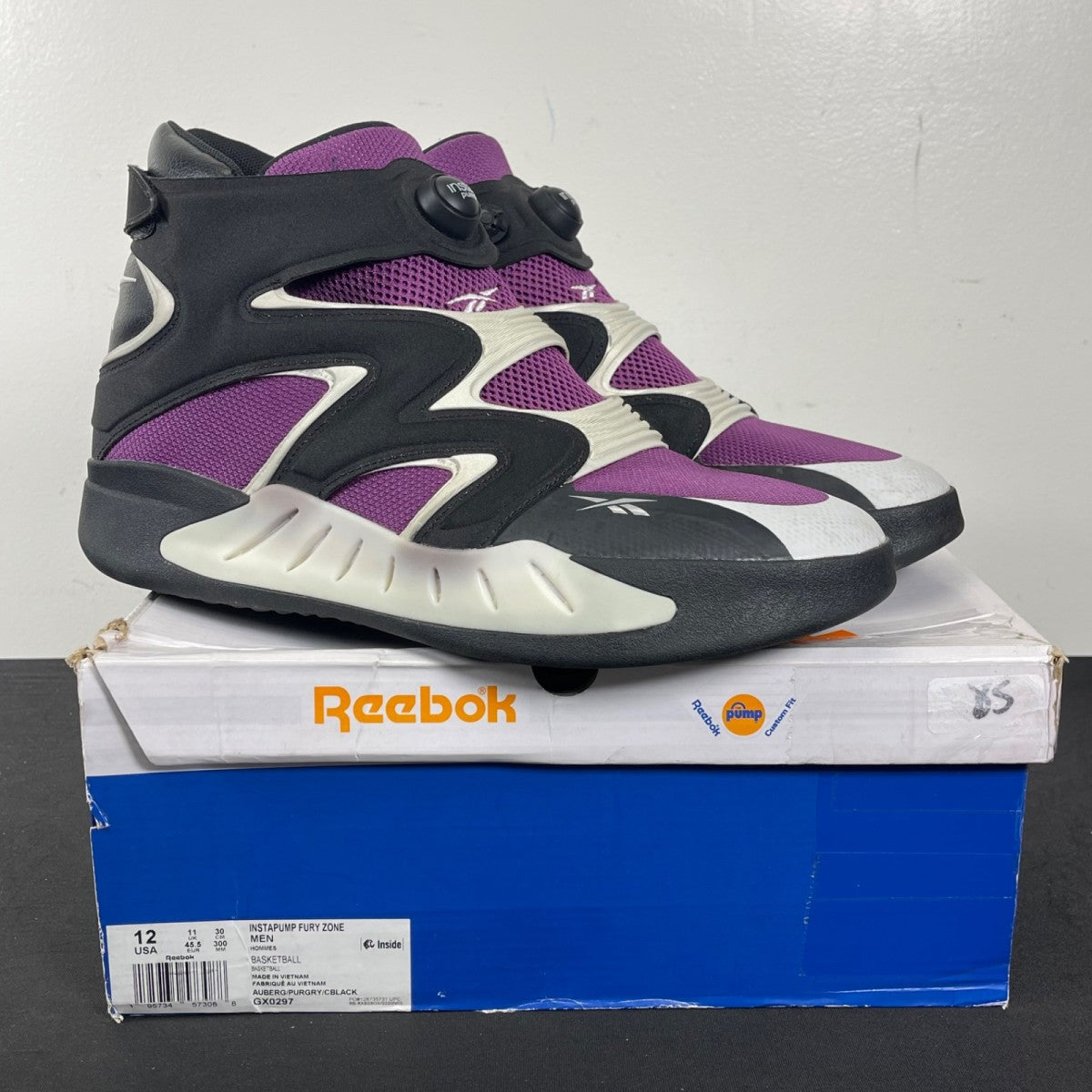 Reebok Instapump Fury Zone Aubergine 12 (Moderately Worn Pre-Owned)ReebokAubergine/Pure Grey 1/Core Black - Image 1