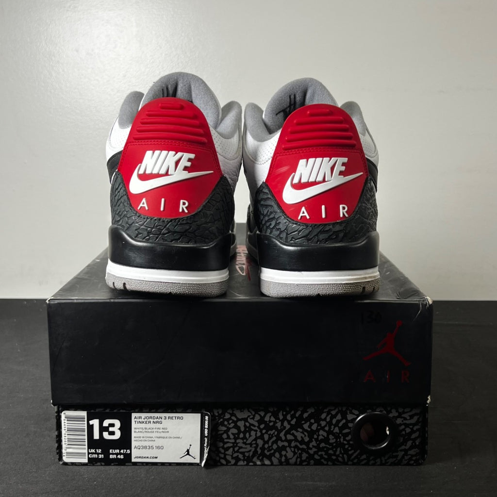 Jordan 3 Retro Tinker Hatfield 13 (Moderately Worn Pre-Owned)JordanWhite/Black-Fire Red-Cement Grey - Image 5